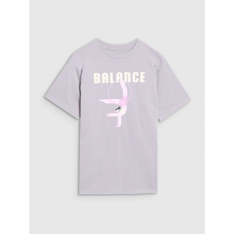 Oversized T-shirt with print for girls 4F 4FJRSS25TTSHF2646-25S póló