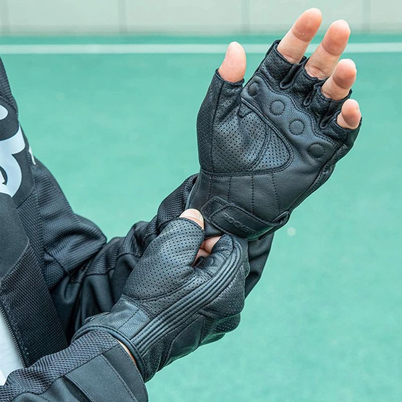 Rockbros 16220006003 leather motorcycle gloves - black fekete kesztyű