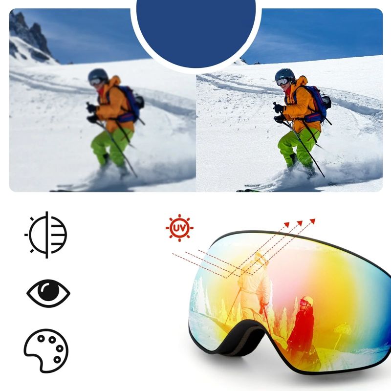 Rockbros SP284 Ski Goggles - Matte White Frame, Gray PC Lens with Cherry Blossom Pink Mirror, Kids biały úszás kiegészítő 5907769384219-211762