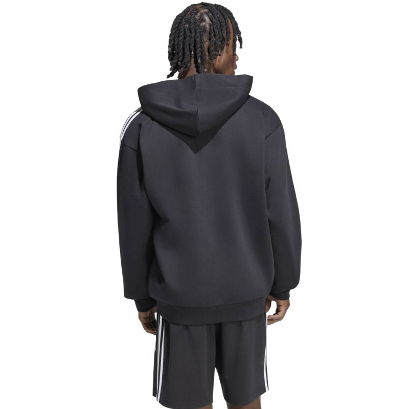 Adidas Men's Essentials 3-Stripes Fleece Full-Zip Hoodie fekete ruházat KY6559