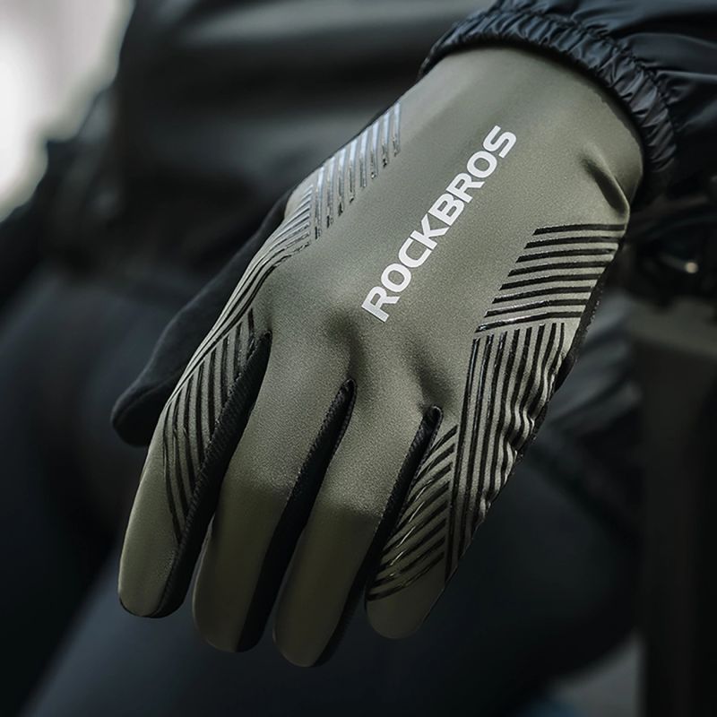 Rockbros cycling gloves spring/summer/autumn, full, size: S - green zielony \ s kesztyű