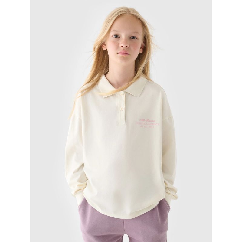 Girls' longsleeve plain 4F Junior 4FJRAW24TLONF438-11S hosszú ujjú póló
