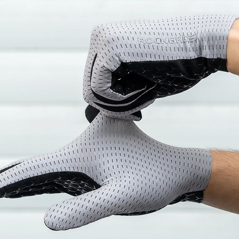 Rockbros Breathable Full Finger Cycling Gloves, Size: XXL - Gray szary \ xxl kesztyű