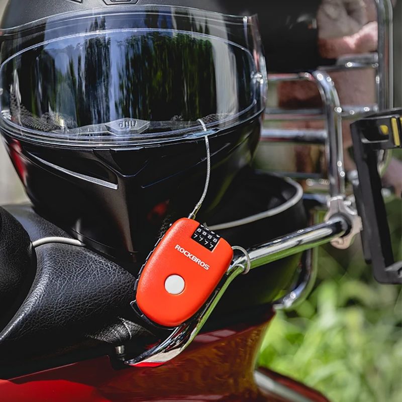 Rockbros 32420981001 bicycle lock with retractable cable - red piros kiegészítő 304004-163810