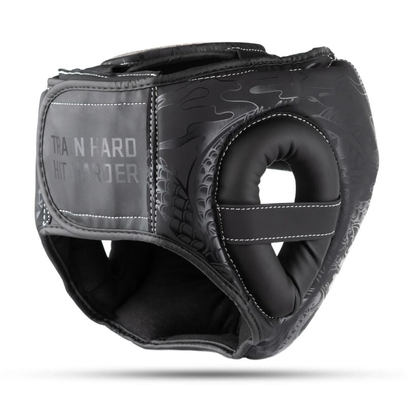DBX Bushido "Black Dragon" Boxing Sparring Helmet | fekete fejvédő ARH-BlackDragon