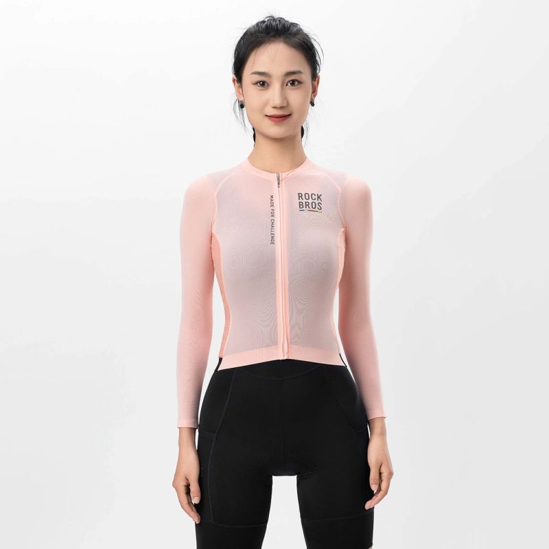 Rockbros 15110012010 ROAD TO SKY women's cycling jersey long sleeve S - pink s \ różowy póló