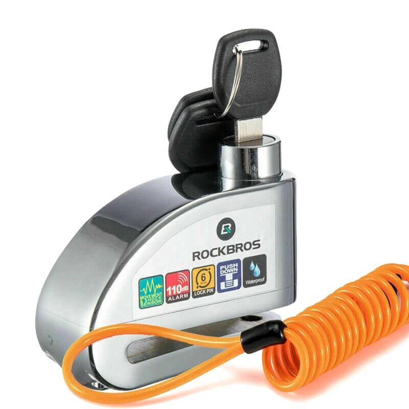 Rockbros Bike Lock with Alarm and Disc Lock - Orange pomarańczowy kiegészítő LBAYG8308-211811