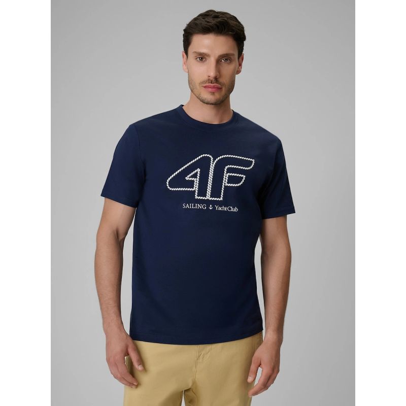 4F Men's regular T-shirt with logo ruházat