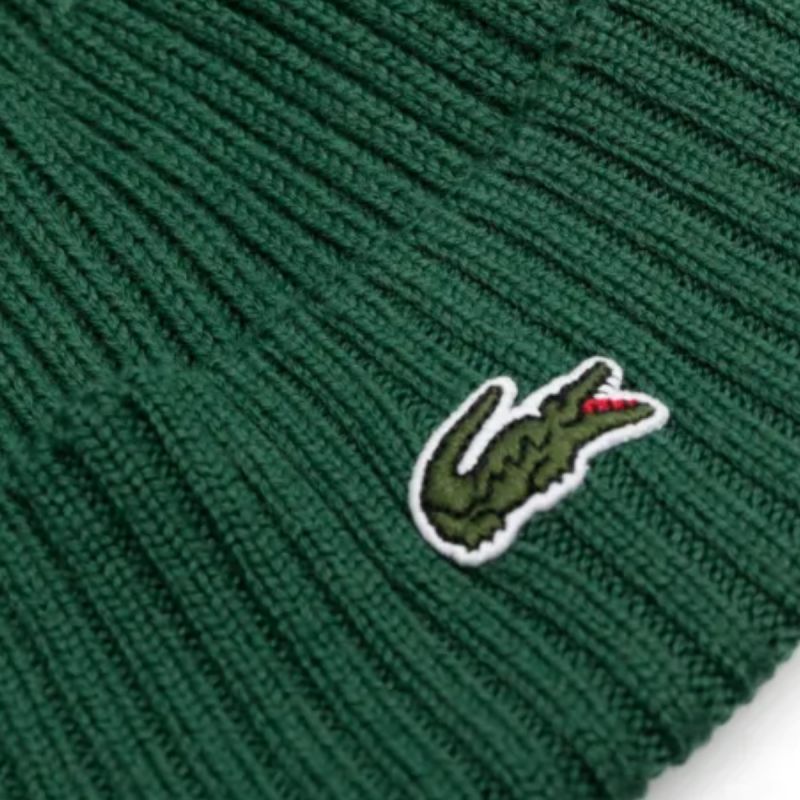 Lacoste Ribbed Wool Beanie Green - RB0001-132 uniwersalny sapka