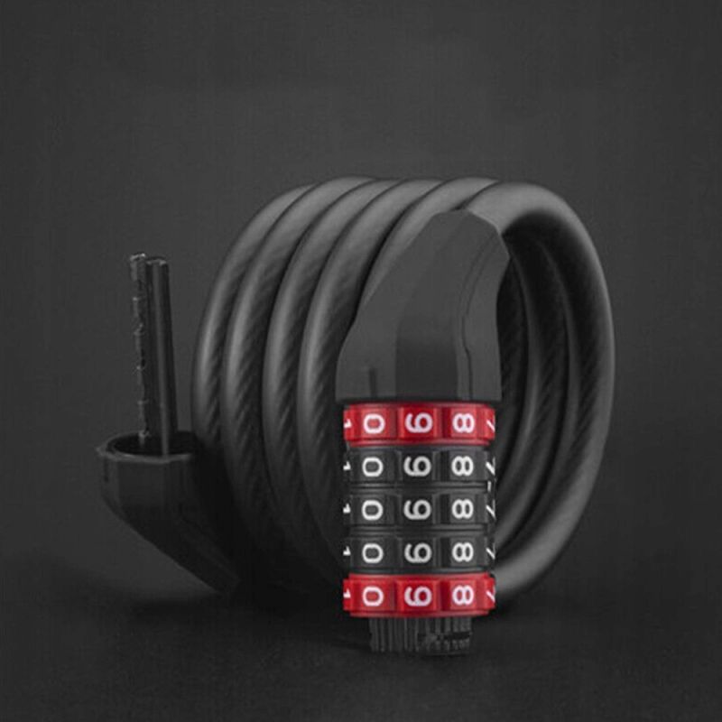 Rockbros bicycle lock with combination 1.8 m - black