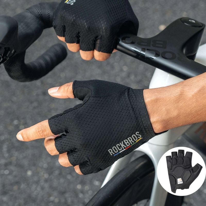 Rockbros ROAD TO SKY Short Shock Absorbing Cycling Gloves M - Black m \ czarny kesztyű 16220043002-211644
