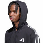Adidas Men's Essentials 3-Stripes Fleece Full-Zip Hoodie fekete ruházat KY6559
