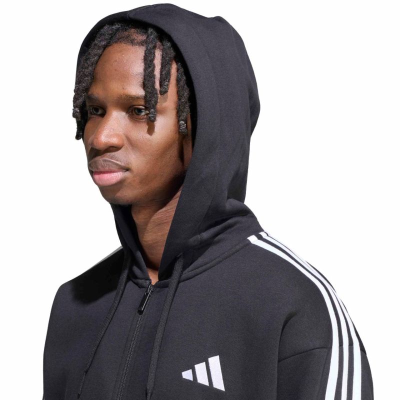 Adidas Men's Essentials 3-Stripes Fleece Full-Zip Hoodie fekete ruházat KY6559