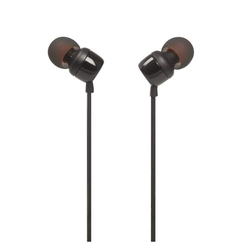 head JBL Tune 110 in-ear headphones with 3.5mm mini jack and remote control - black czarny headsets