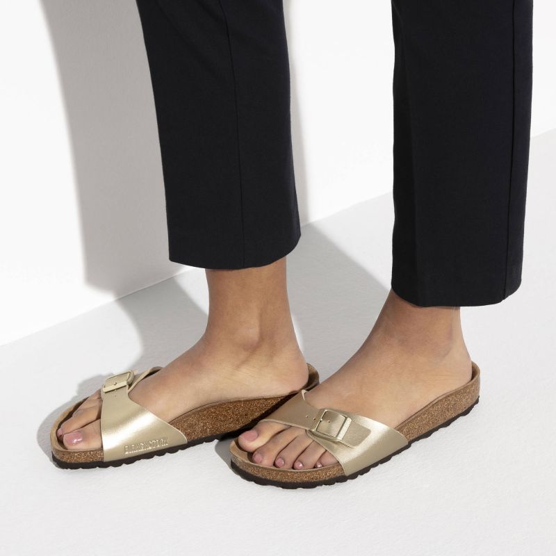 Birkenstock Madrid Birko-Flor Gold regular women's flip-flops wide gold (1016106) Cipő