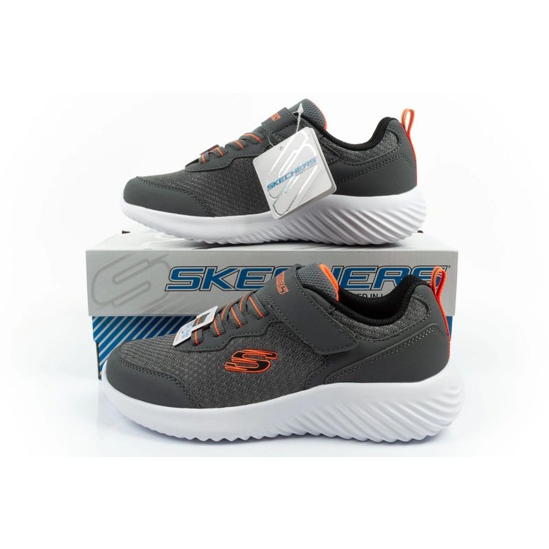 Skechers Bounder children's sports with Velcro, lightweight, fashionable gray szürke utcai cipő
