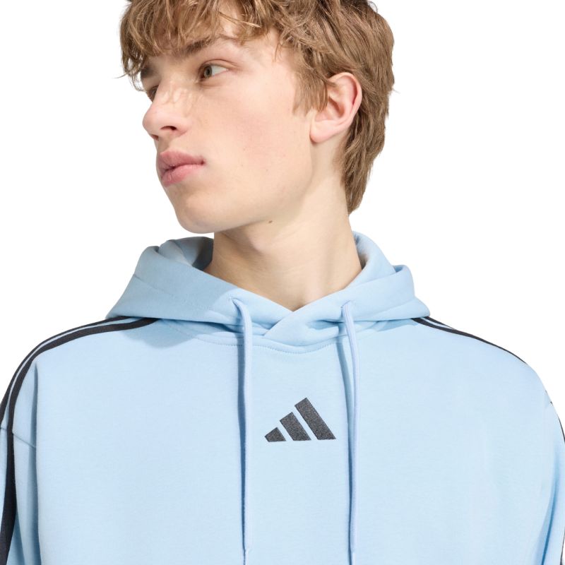 Adidas Essentials 3-Stripes Fleece Hoodie for men, light kék férfi kapucnis pulóver KY4170
