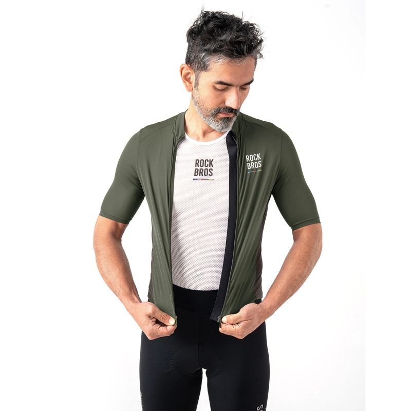 Rockbros 15220004002 ROAD TO SKY men's cycling jersey short sleeve - green zöld póló