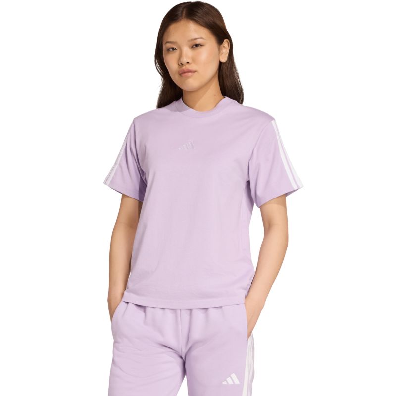 adidas Essentials 3-Stripes Cotton Women's T-Shirt Light Purple JV7362 Ruházat