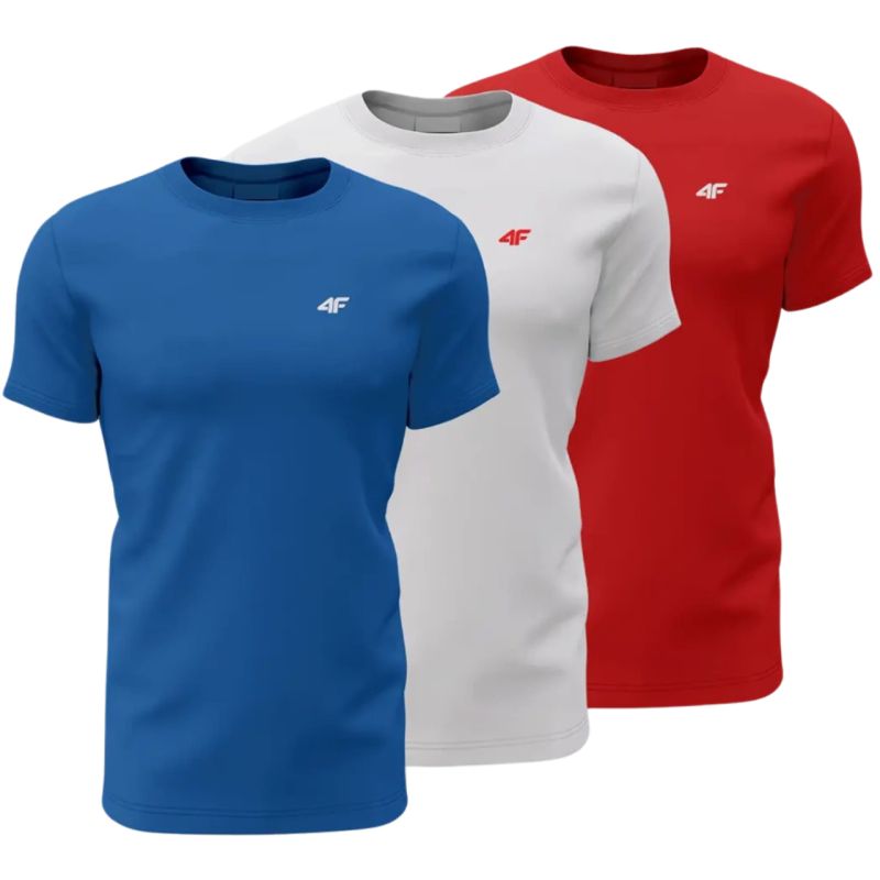 4F Men's T-shirt M4482 3-pack blue, white, red 90S piros póló