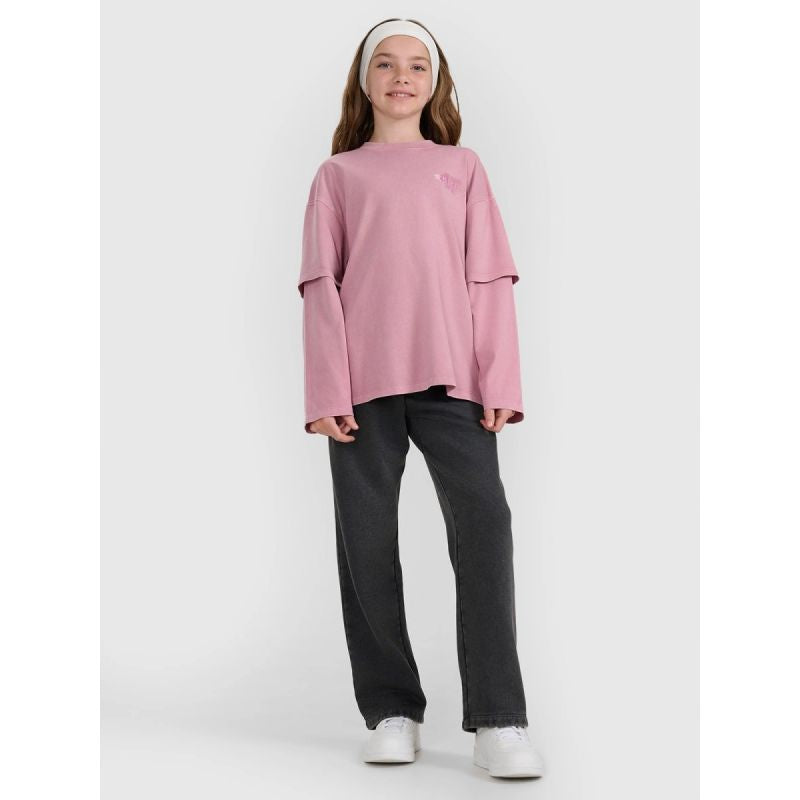 Oversized longsleeve with print for girls 4F 4FJRAW25TLONF543-54S hosszú ujjú póló