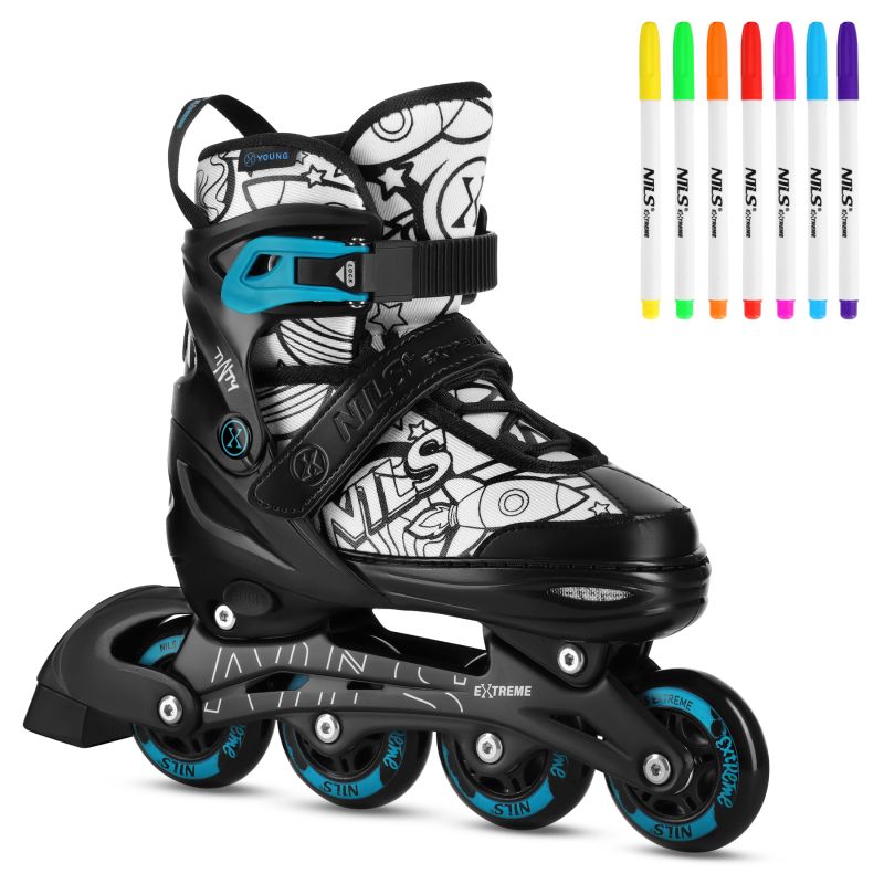 NH10907 4in1 ROLLER SKATES WITH EXTENDED HOCKEY BLADES TINTY GREEN SIZE M (35-38) NILS EXTREME zöld utcai cipő