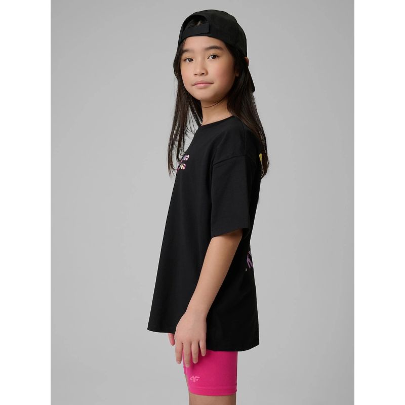 4F Girls' loose T-shirt with print 158/164 póló