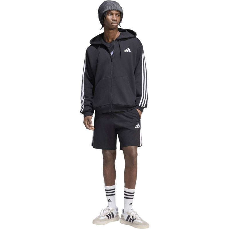 Adidas Men's Essentials 3-Stripes Fleece Full-Zip Hoodie fekete ruházat KY6559