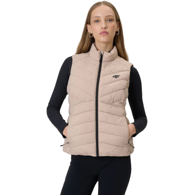 4F Women's vest F347 beige 83S bézs póló 4FWSS26TVJAF34783S