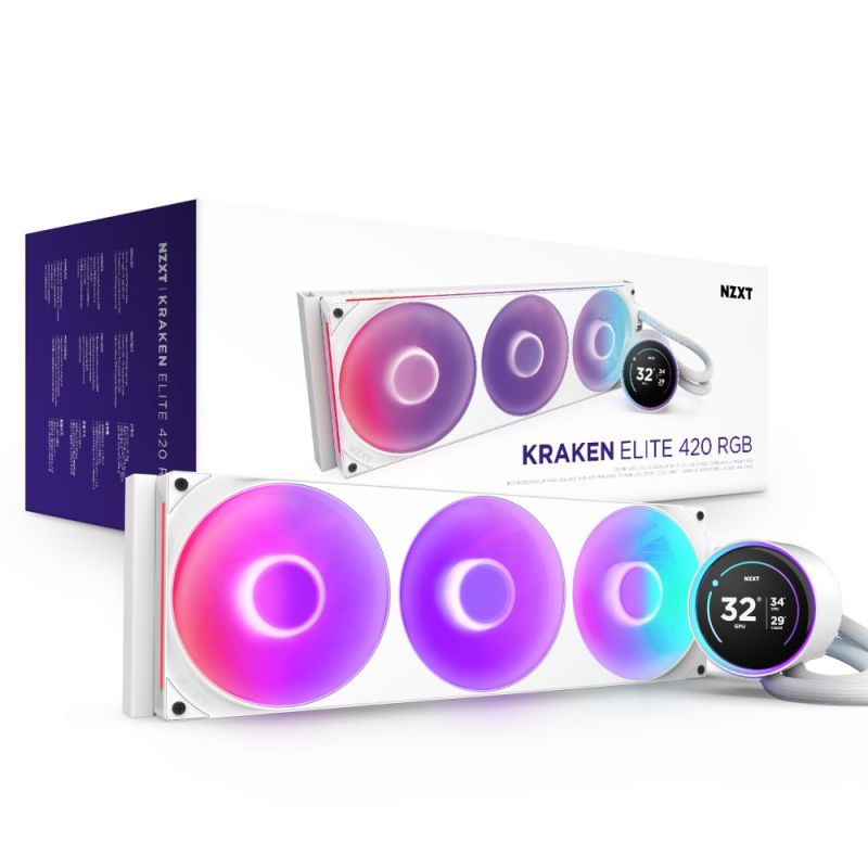 NZXT Kraken Elite 420 RGB Processor All-in-One Liquid Cooler 14cm 1 pc. fehér futócipő