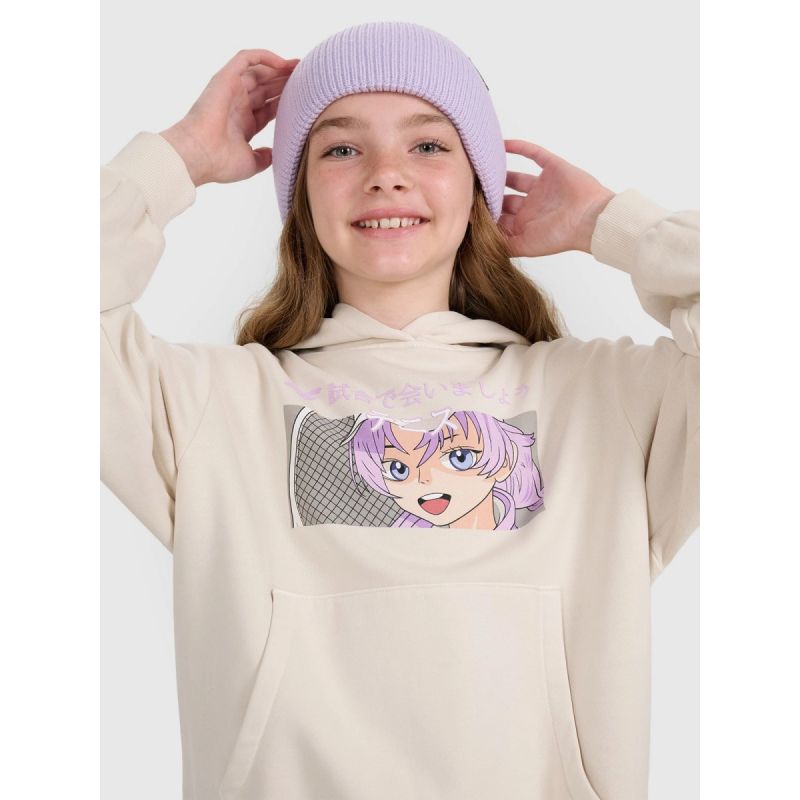 Girls' sweatshirt with hood, open, 4F 4FJRAW25TSWSF2294-11S kapucnis pulóver