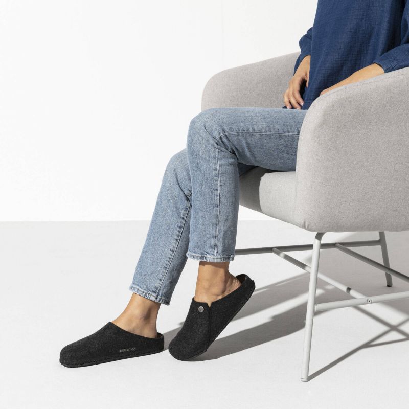 Birkenstock Zermatt Cozy Home Anthracite Wool Felt Slippers Regular Wide (1014938) utcai cipő