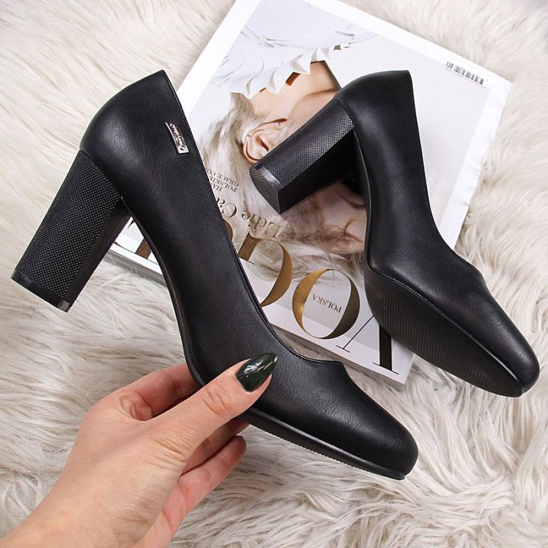 Inny Sergio Leone W SK193A black block heel pumps Utcai cipő
