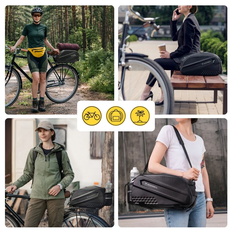 Wozinsky Bike Trunk with Long Strap and Expandable Side Pockets - Black fekete táska 304004-200626