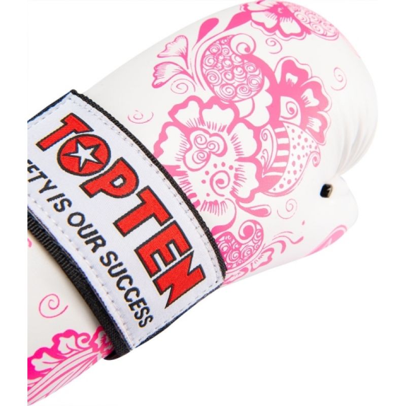 TOP TEN ROTT-FLOWERS Open Gloves (WAKO APPROVED) biało - różowy+m kesztyű