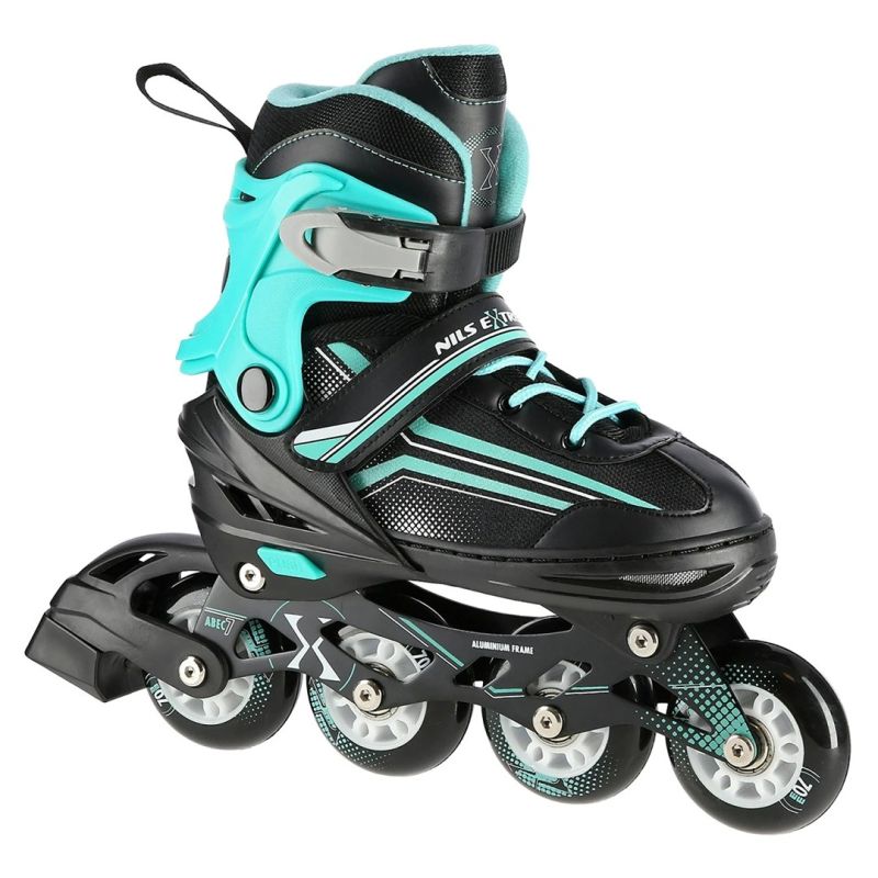 NILS Extreme NH18190 2in1 roller skates, black and blue, size S (29-33), with replaceable hockey blade kék görkorcsolya