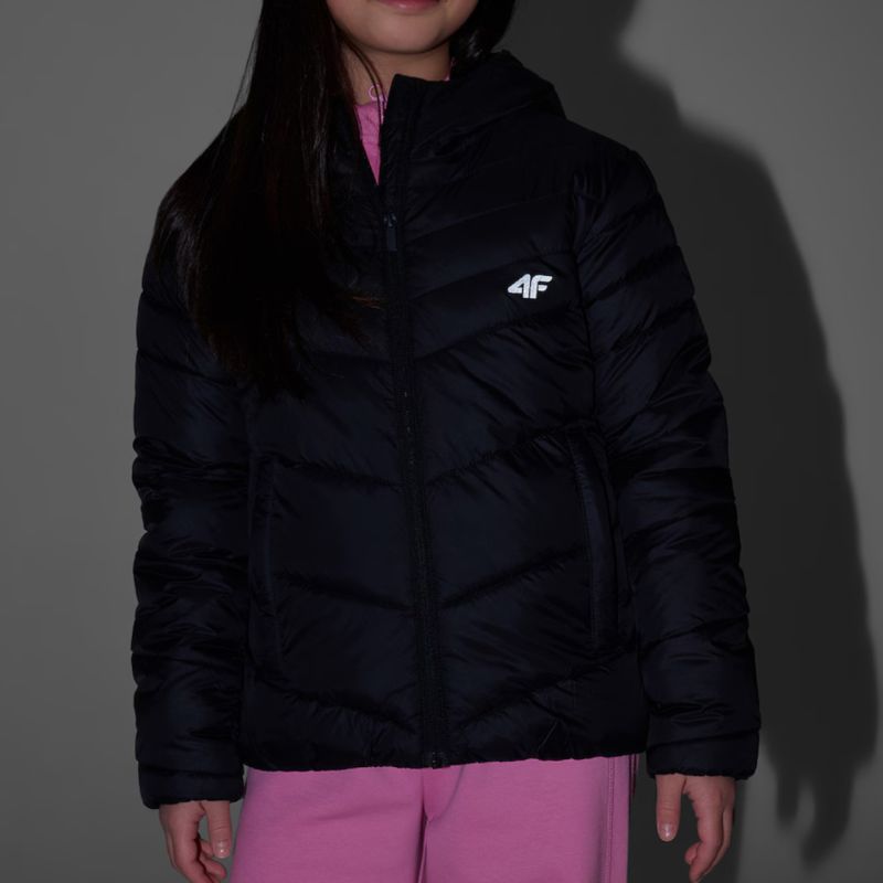 Girls' jacket 4F F0739 deep 4FJWSS26TDJAF0739 20S fekete clothing