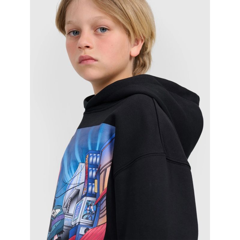 Boy's sweatshirt with hood, open, 4F 4FJRAW25TSWSM2345-20S