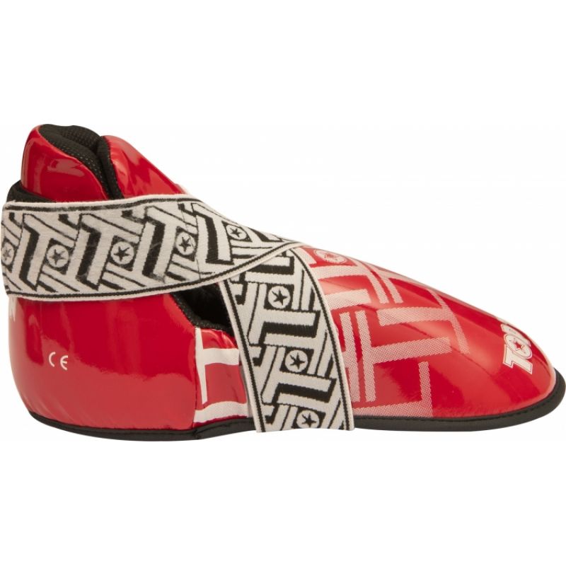 TOP TEN OSTT-PU "SUPERLIGHT PRISM" Foot Protectors (WAKO APPROVED) czerwony+m protectors and knee pads