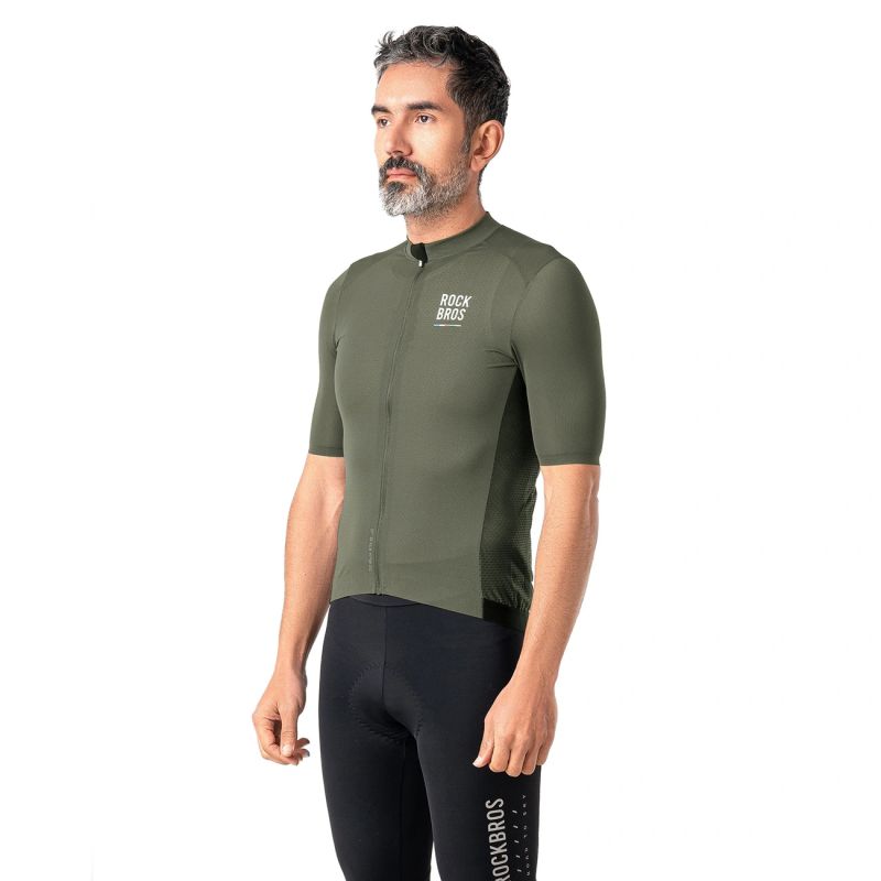 Rockbros 15220004002 ROAD TO SKY men's cycling jersey short sleeve - green zöld póló