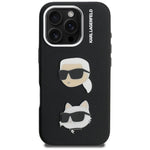 Karl Lagerfeld FW Grained Karl & Choupette Heads Pins Case for iPhone 16 Pro Max - fekete telefontok