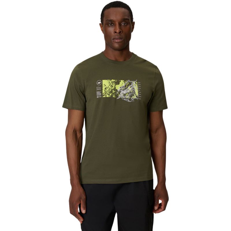 4F Men's T-shirt M2823 43S khaki póló 4FWSS26TTSHM282343S