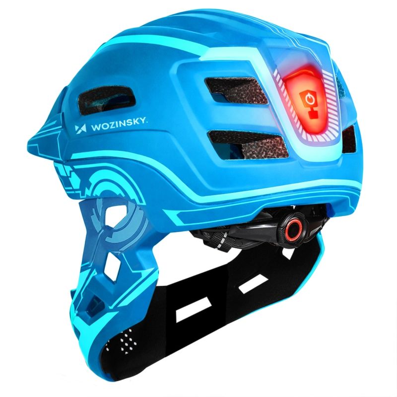 Wozinsky Kids Full Face Bike Helmet with USB Rear Light S - Blue niebieski védőfelszerelés HT-27N-199812