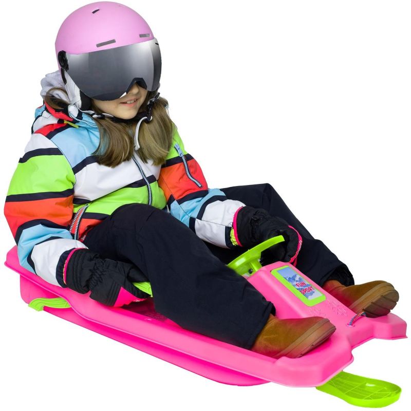 Enero PLASTIC SLED WITH BRAKE AND HANDLEBAR ADAŚ BLACK WITH GREEN fekete sportfelszerelés GSP-1064765