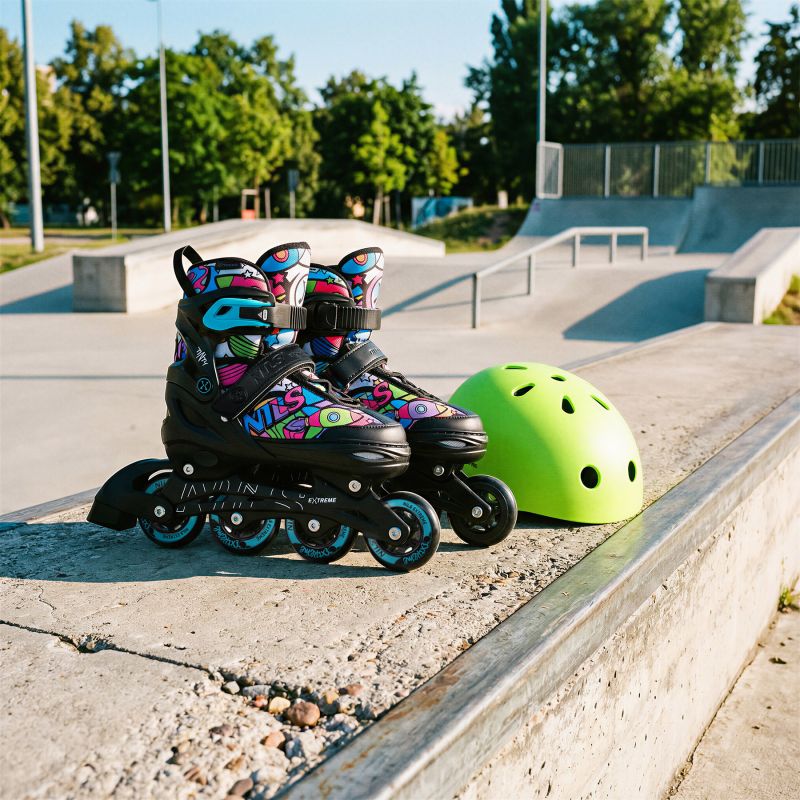 NH10907 4in1 ROLLER SKATES WITH EXTENDED HOCKEY BLADES TINTY GREEN SIZE M (35-38) NILS EXTREME zöld utcai cipő
