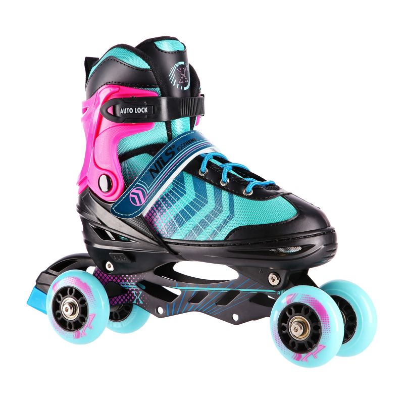 NH18192A 4in1 BLACK-PURPLE SIZE M(34-38) ROLLER SKATES WITH HOCKEY SLEEVE NILS EXTREME lila görkorcsolya