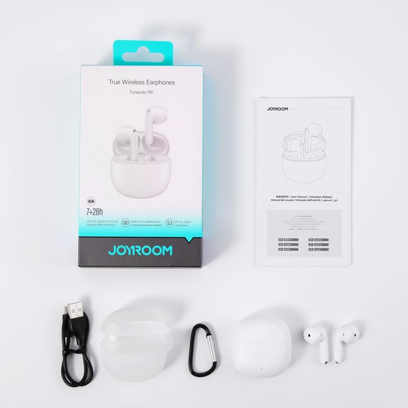 head Joyroom JR-FB1 Funpods Bluetooth 6.0 In-Ear TWS Wireless Headphones - White fehér headsets