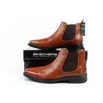Skechers men's Chelsea boots Miller-Boris elegant leather brown barna utcai cipő