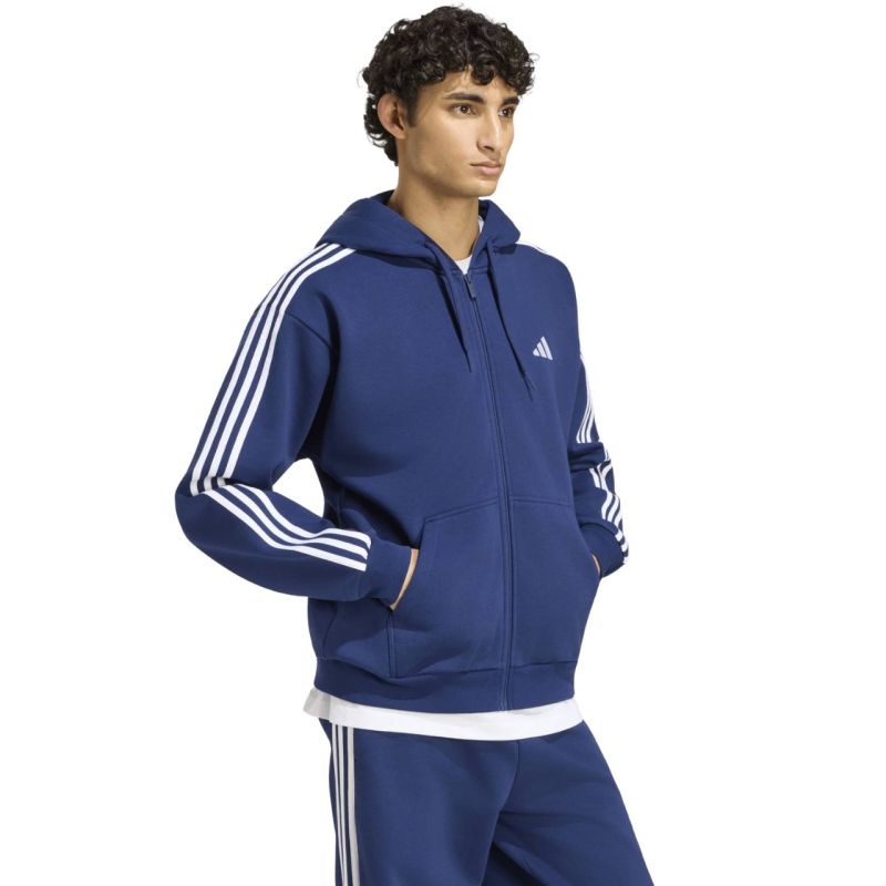 Adidas Men's Essentials 3-Stripes Fleece Full-Zip Hoodie Navy kék ruházat KY4144