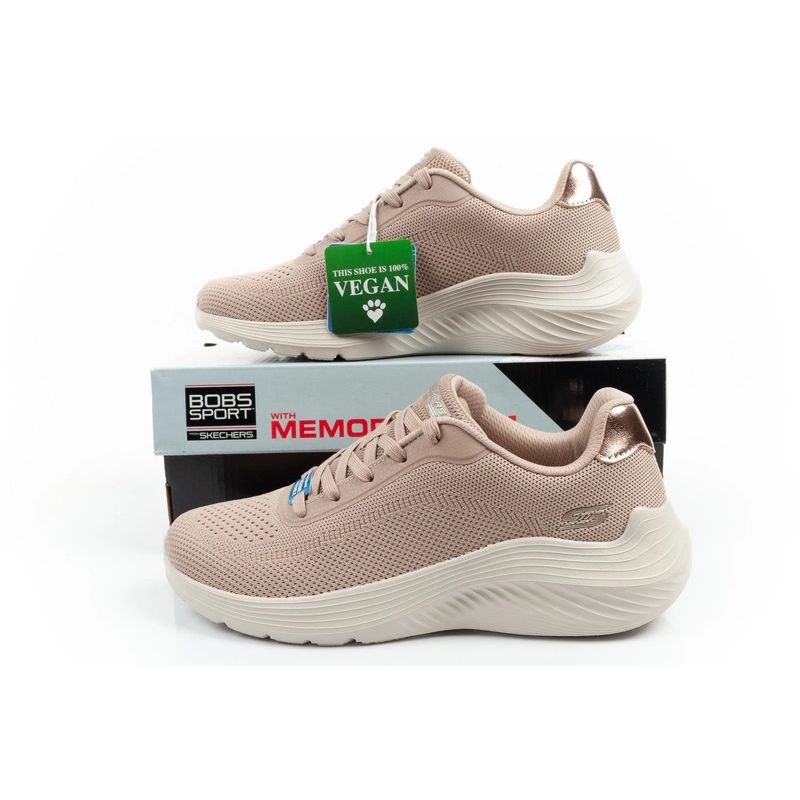 Skechers women's sports Bobs Squad Waves beige light fashionable bézs utcai cipő